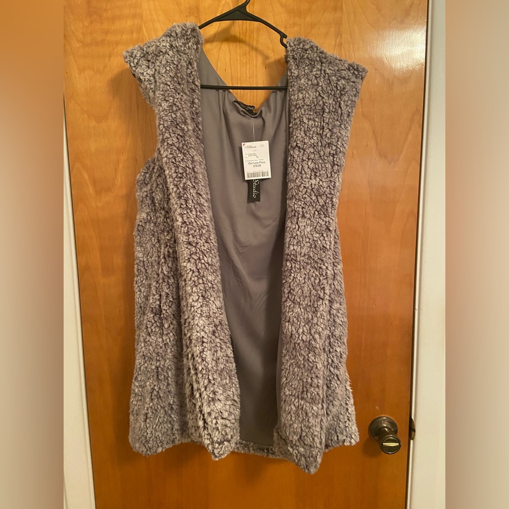 Faux fur vest with hood *new with tags*